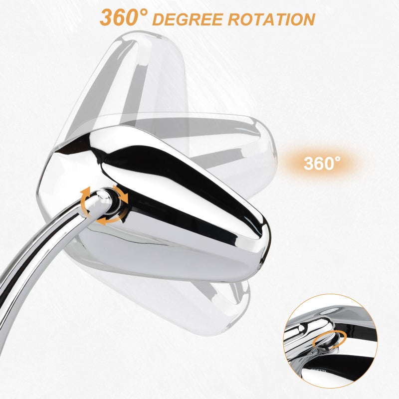 VG MOTO Motorcycle Rearview Mirror Side Mirrors 360 Degree Chrome Replacement for Harley Softail Dyna Sportster XL 883 1200 Electra Glide Street Bike Scooter Chopper Cruiser - Image 3